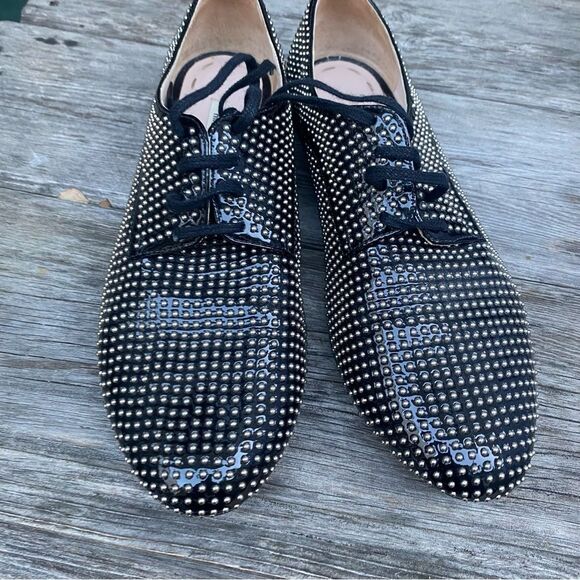 Miu Miu Patent Leather Studded Accents Oxfords Size: 6 | US6, 1T36 - Picture 2 of 11